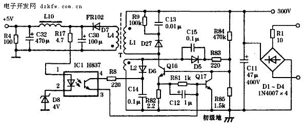 RCC開(kāi)關(guān)電源電路