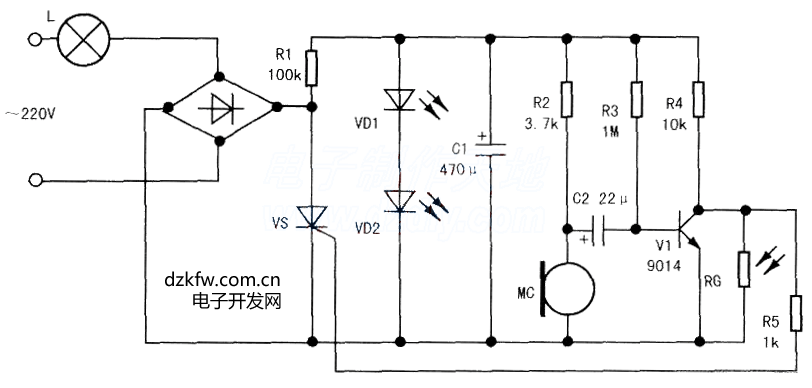 聲光控制延時開關電路圖