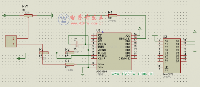 ADC0804的電路圖仿真