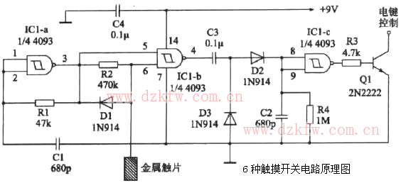 觸摸開關(guān)電路原理圖