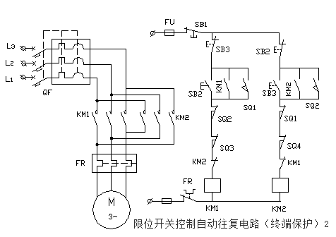限位開關(guān)控制自動往復(fù)電路(終端保護(hù))2