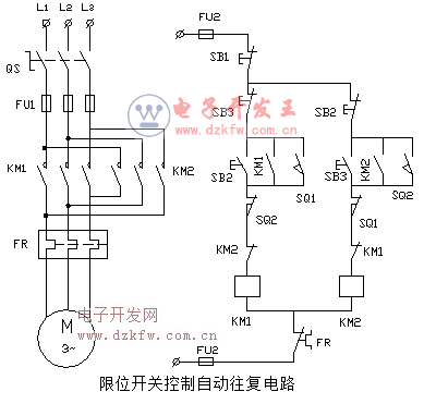 限位開關(guān)控制自動往復(fù)電路