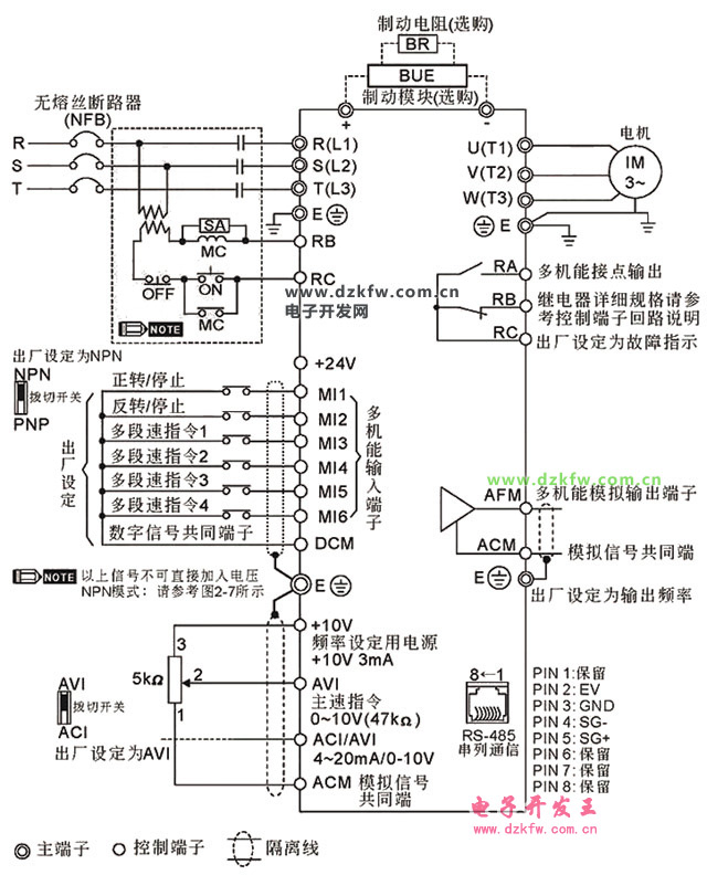 DELTA臺達VFD-EL變頻器接線圖和接線說明