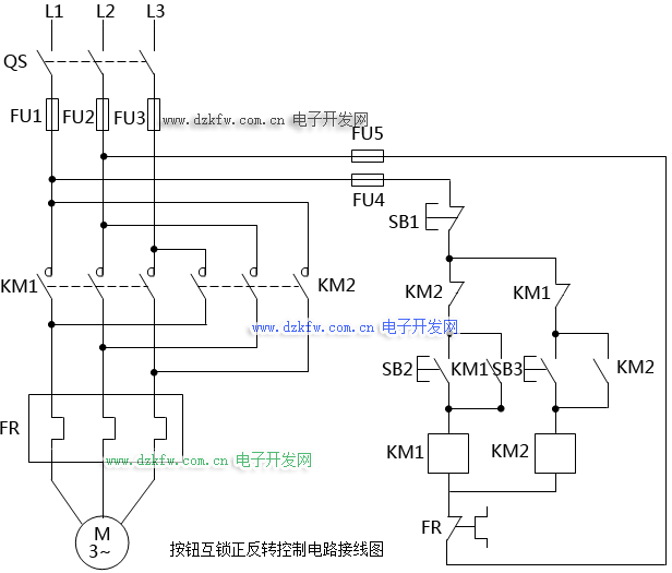 按鈕互鎖正反轉(zhuǎn)控制電路