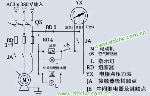 電接點(diǎn)壓力表的控制電路圖