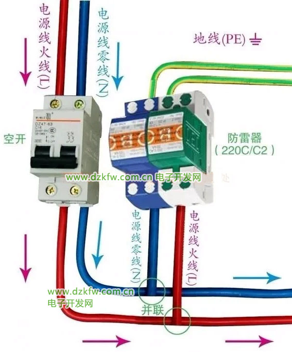 零線火線和PE線接法